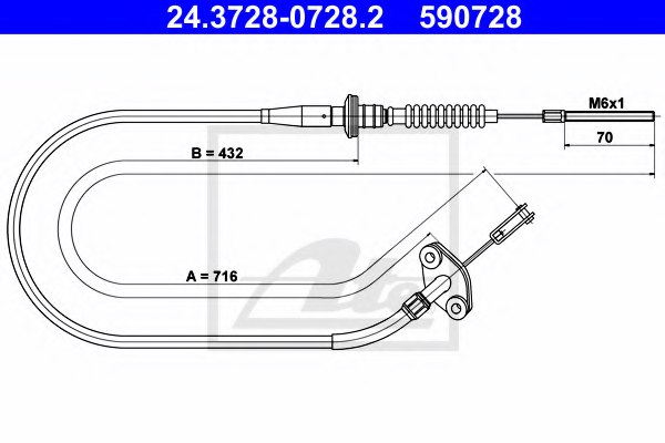 ATE 24.3728-0728.2 Clutch Cable